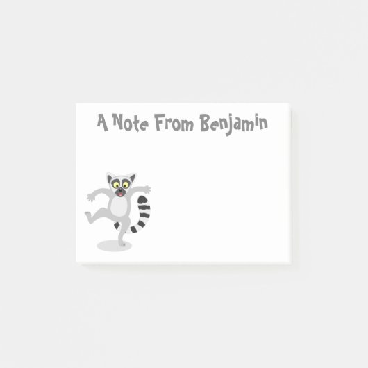 Cute ring tail lemur dansend cartoon illustratie post-it® notes (Voorkant)
