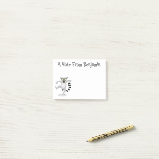 Cute ring tail lemur dansend cartoon illustratie post-it® notes (Op bureau)