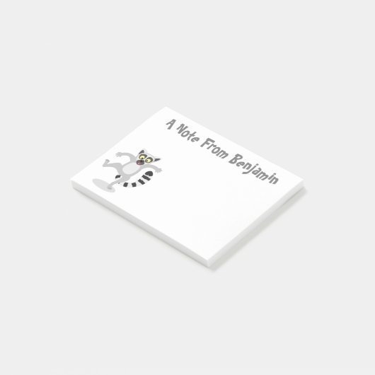 Cute ring tail lemur dansend cartoon illustratie post-it® notes (Schuin)