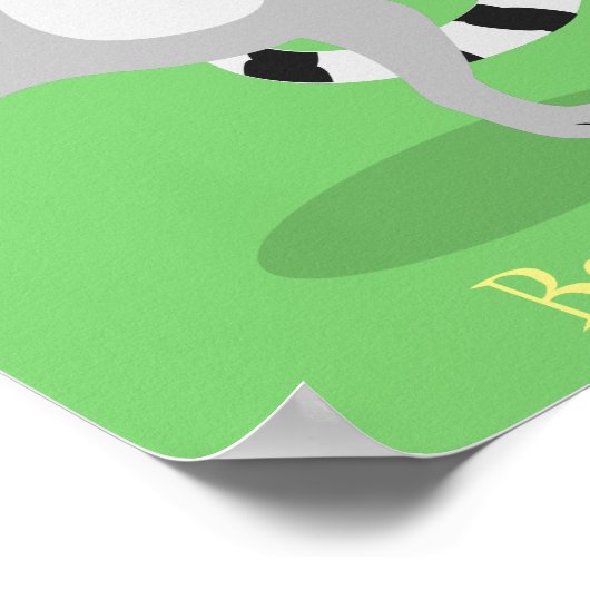 Cute ring tail lemur dansend cartoon illustratie poster (Hoek)