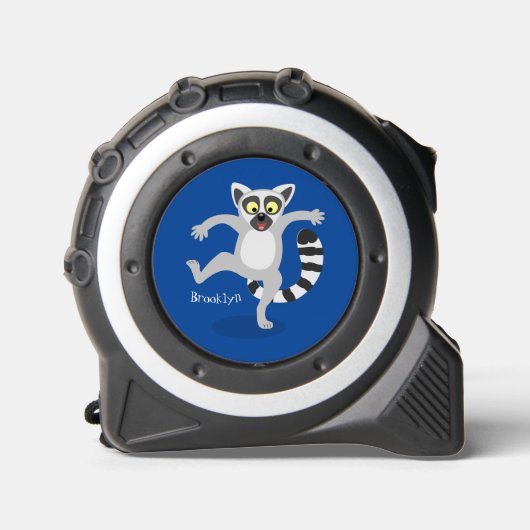 Cute ring tail lemur dansend cartoon illustratie rolmaat (Voorkant)