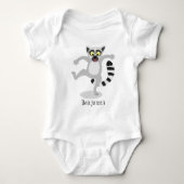 Cute ring tail lemur dansend cartoon illustratie romper (Voorkant)