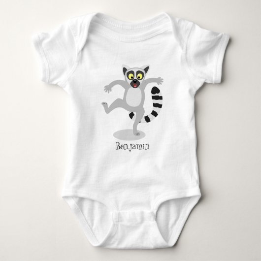 Cute ring tail lemur dansend cartoon illustratie romper (Voorkant)