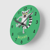 Cute ring tail lemur dansend cartoon illustratie ronde klok (Hoek)