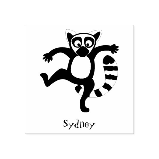 Cute ring tail lemur dansend cartoon illustratie rubberstempel (Afrduk)
