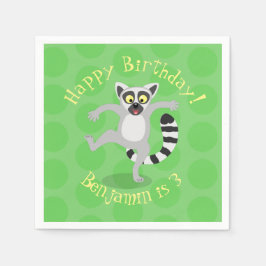 Cute ring tail lemur dansend cartoon illustratie servet