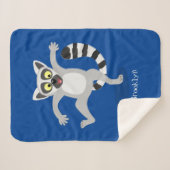 Cute ring tail lemur dansend cartoon illustratie sherpa deken (Voorkant (horizontaal))