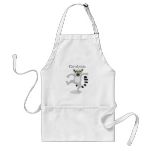 Cute ring tail lemur dansend cartoon illustratie standaard schort