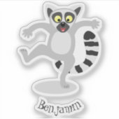 Cute ring tail lemur dansend cartoon illustratie sticker (Voorkant)
