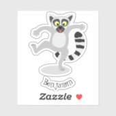 Cute ring tail lemur dansend cartoon illustratie sticker (Vel)