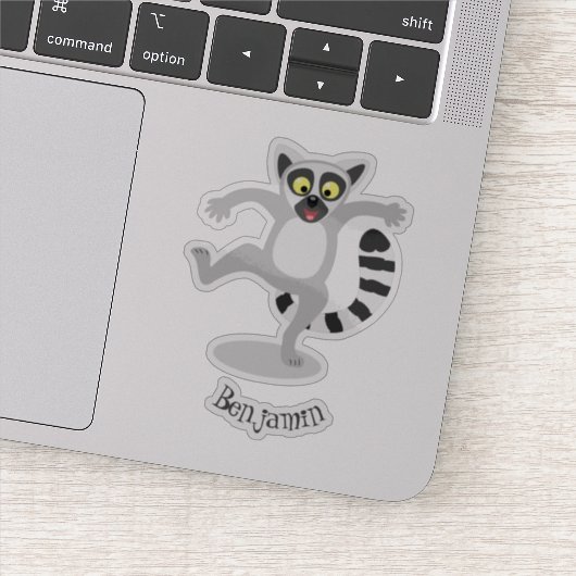 Cute ring tail lemur dansend cartoon illustratie sticker (Detail)
