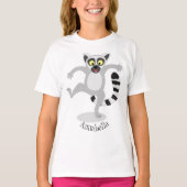 Cute ring tail lemur dansend cartoon illustratie t-shirt (Voorkant)