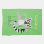 Cute ring tail lemur dansend cartoon illustratie theedoek (Horizontaal)