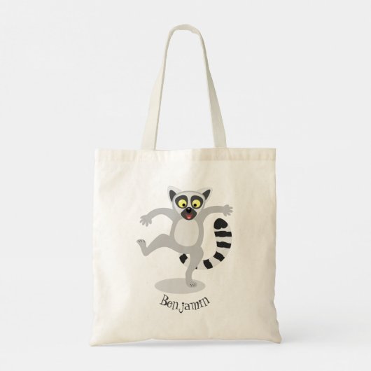 Cute ring tail lemur dansend cartoon illustratie tote bag (Achterkant)