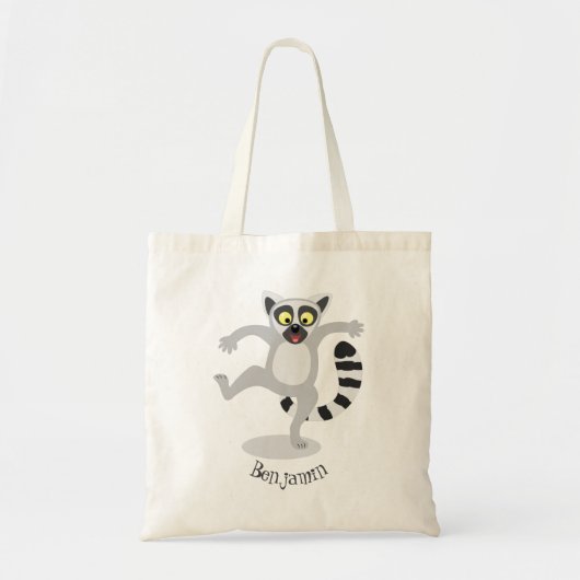 Cute ring tail lemur dansend cartoon illustratie tote bag (Voorkant)