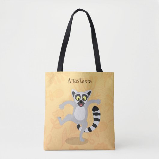 Cute ring tail lemur dansend cartoon illustratie tote bag (Voorkant)