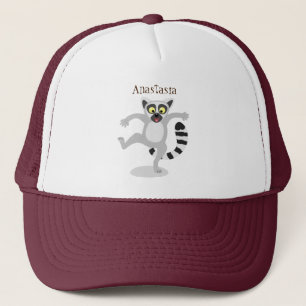 Cute ring tail lemur dansend cartoon illustratie trucker pet