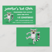 Cute ring tail lemur dansend cartoon illustratie visitekaartje (Voorkant / Achterkant)