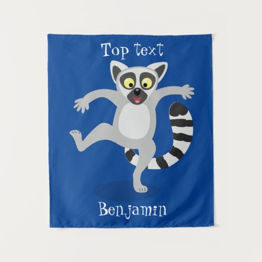 Cute ring tail lemur dansend cartoon illustratie wandkleed (Voorkant)