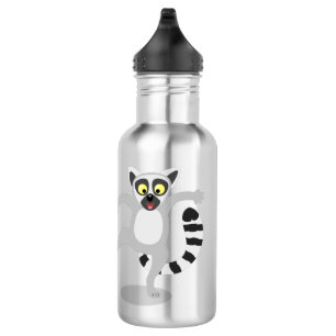 Cute ring tail lemur dansend cartoon illustratie waterfles 