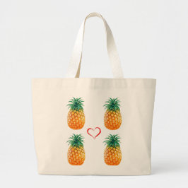 Cute ripe yellow pineapple canvas tas