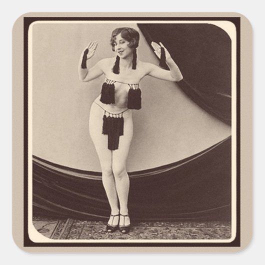 Cute risqué 1920 Flapper Girl Vierkante Sticker (Voorkant)