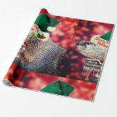 Cute River Otter smakelijk kerstpapier Cadeaupapier (Uitgerold)