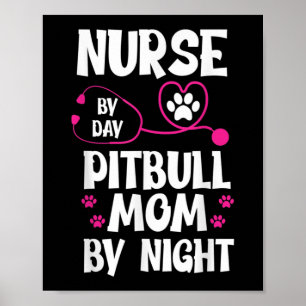 Cute RN Nurse Pit Bull Ma Paw Dog Puppy Lover Poster