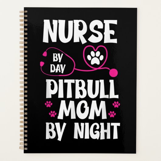 Cute RN Nurse Pit Bull Mom Paw Dog Puppy Lover Planner (Voorkant)