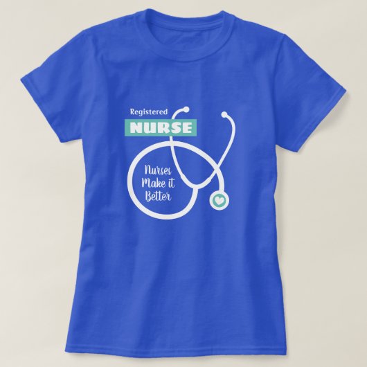 Cute RN verpleegkundige bij shirt met stethoscoop (Design voorkant)