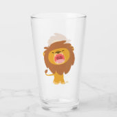 Cute Roaring Cartoon Lion Glas (Achterkant)