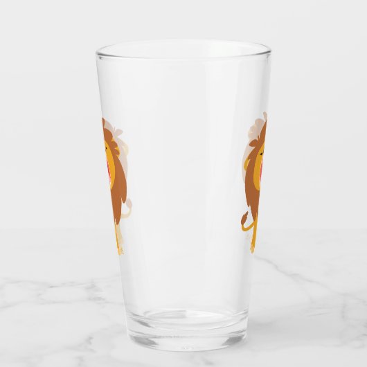 Cute Roaring Cartoon Lion Glas (Links)