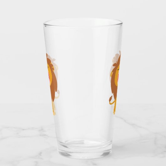 Cute Roaring Cartoon Lion Glas (Rechts)