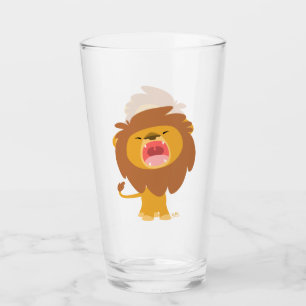 Cute Roaring Cartoon Lion Glas