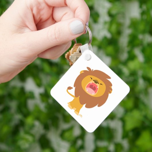 Cute Roaring Cartoon Lion Sleutelhanger (Hand)