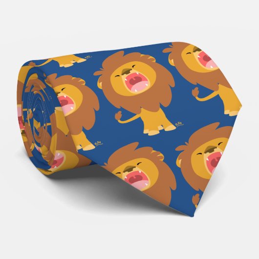 Cute Roaring Cartoon Lion Stropdas (Opgerold)