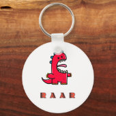 Cute Roaring Red Dinosaur RAAR Sleutelhanger (Voorkant)