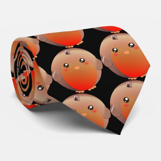 Cute Robin Bird Stropdas (Opgerold)