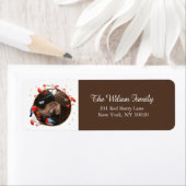 Cute Robin Birds Berries Wreath kerstfoto Etiket (Insitu)