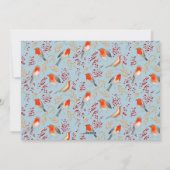 Cute robin birds blue & red christmas holiday feestdagenkaart (Achterkant)