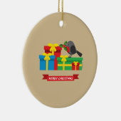 Cute Robin en de vier kleurrijke cadeautjes Keramisch Ornament (Rechts)