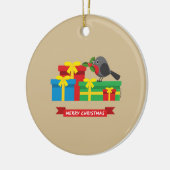 Cute Robin en de vier kleurrijke cadeautjes Keramisch Ornament (Links)