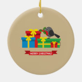 Cute Robin en de vier kleurrijke cadeautjes Keramisch Ornament (Achterkant)
