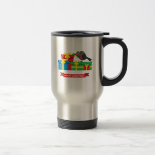 Cute Robin en de vier kleurrijke cadeautjes Reisbeker
