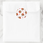 Cute Robin en Red Hearts Design Ronde Sticker (Tas)