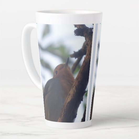 Cute Robin in Tree High Latte Mok (Linkerhoek)