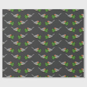 Cute Robin met Shamrock Clover-Cartoon Cadeaupapier (Vlak)