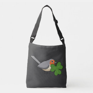 Cute Robin met Shamrock Clover-Cartoon Crossbody Tas