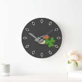 Cute Robin met Shamrock Clover-Cartoon Grote Klok (Huis)