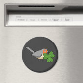 Cute Robin met Shamrock Clover-Cartoon Magneet (Insitu (Vaatwasser))